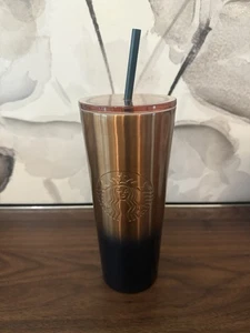 Starbucks Metal Insulated Tumbler with Straw. BRAND NEW. Brown and Bronze. - Picture 1 of 7
