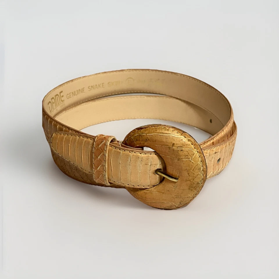"Cinturón de piel de serpiente vintage DAME Geniune unisex 38""" Foto 1 de 4
