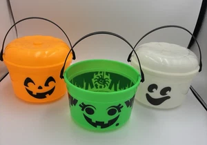 VTG McDonalds Pair Of Halloween Pails McBoo Buckets Witch, Pumpkin, & Ghost 80s - Picture 1 of 12
