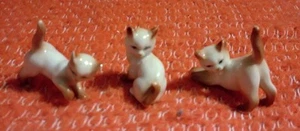 Antike Porzellan Siamkatze 3 Miniatur Figuren - Bild 1 von 1