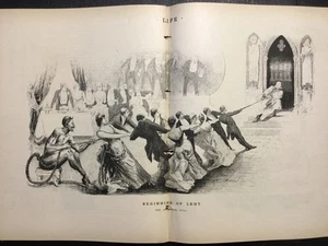 Beginning of Lent Temptation 1887 Devils Tug of War w Church - Picture 1 of 10