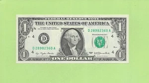1977 ..UNCIRC $1  D 2898 2360 A  .... 1977 $1  D-A      NICE NOTE        FRN - Picture 1 of 2