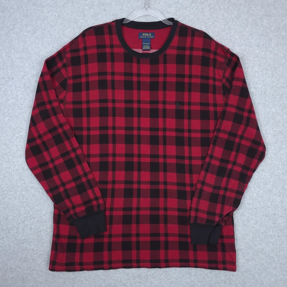 Polo Ralph Lauren Shirt Mens 2XL XXL Thermal Waffle Knit Plaid Long Sleeve Layer - Image 1 of 4