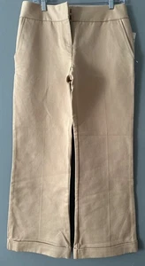 Women’s Sz 6 Wide Leg Trousers Beige New Flawed Cuffed Hem Academia  y2k wideleg - Picture 1 of 9