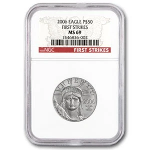 2006 1/2 oz American Platinum Eagle MS-69 NGC (First Strikes) - Image 1 of 3
