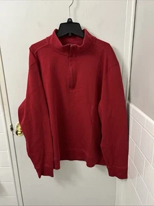 Tommy Bahama 1/4 Zip Mens L Red 100% Pima Cotton Pullover Sweatshirt Logo L/S - Picture 1 of 11