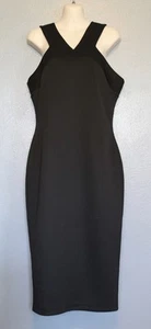 Ted Baker Black Satin Vadena Midi Pencil Sheath Dress Size 4 Large - Picture 1 of 9