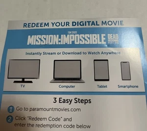 Mission: Impossible Dead Reckoning Part One Digital Unused New - Picture 1 of 1