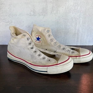 Vintage Converse All Star Canvas High Top Shoes Made in USA White Sz 8 1/2 8.5 - Picture 1 of 23