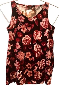 IMAN Global Chic S NWT Dressed Signature Floral Velvet Tank Top Shirt - Picture 1 of 6
