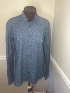 J Lindeberg Dani CL S Printed Indigo Mens Button Down Shirt XL Blue - Picture 1 of 5