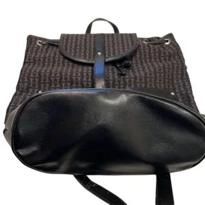 HUSER Unisex Black Monogram Backpack Adjustable Straps - Picture 1 of 18