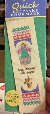 QUICK KEEPSAKE BOOKMARK~Cross Stitch Kit - Keep Company with Angels and Charm  - Image 1 of 3