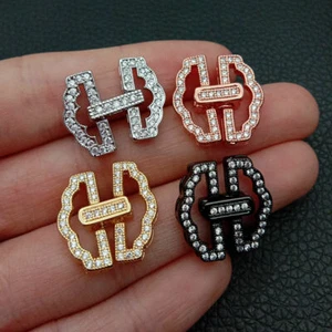 multi strand Cubic Zirconia Micro pave  clasp 16*18mm gold plated - Picture 1 of 13