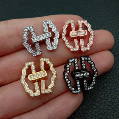 multi strand Cubic Zirconia Micro pave  clasp 16*18mm gold plated - Image 1 of 2