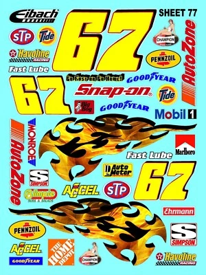 WHITE VINYL RACING Flames Sticker Racing SHEET 77-R/C Die-cut -Decals 1/12-1/10 - Image 1 of 4