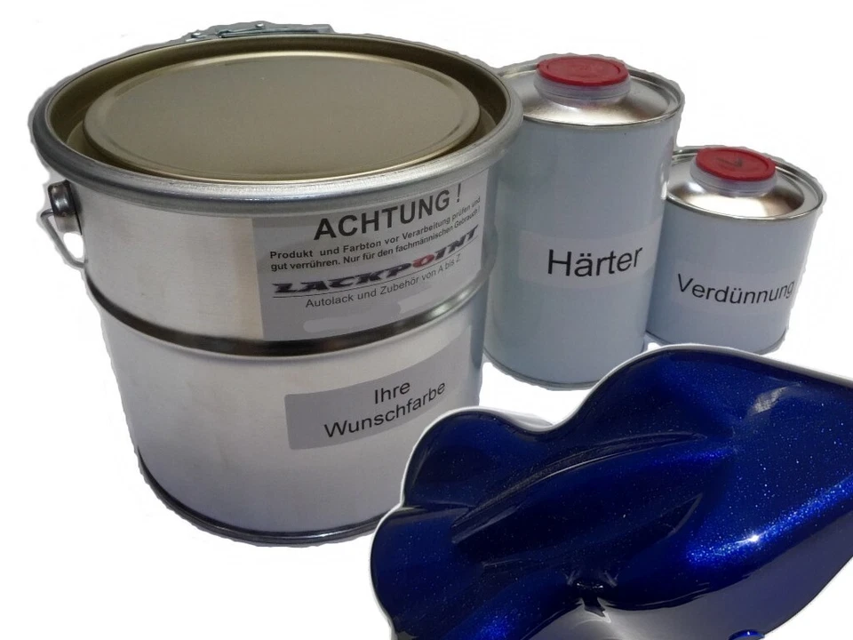 1 Liter Set 2K Autolack Dark Blue 2 Metallic Tuning Farbe Blau Lack Trendlack - Bild 1 von 1