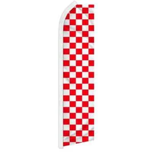 Red & White Checkered Swooper Advertising Banner Flag for Auto Dealerships - Picture 1 of 7