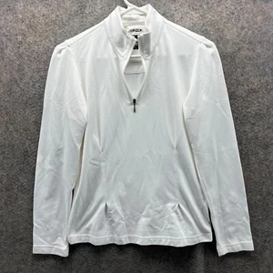 Adidas Sweatshirt Women XS White Clima Warm Quarter Zip Pullover Trefoil Knit - Picture 1 of 13