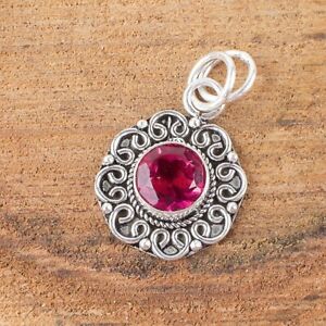 Natural Tourmaline Gemstone Pendant Pink 925 Sterling Silver Indian Jewelry