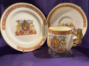 King George VI & Queen Elizabeth Coronation (1937) - BeautifulParagon FBC Trio   - Picture 1 of 24