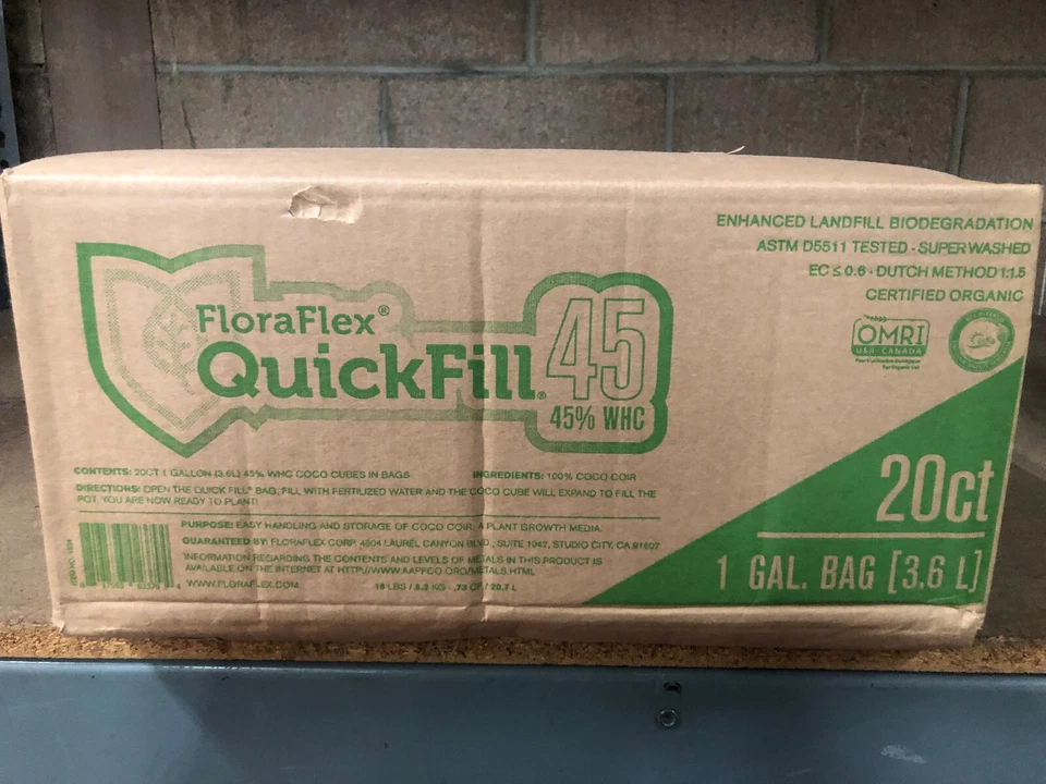 20 1 GAL QUICKFILL | 60 WHC | EXPANDABLE ORGANIC COCO COIR Flora Flex Case
