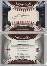 2006 Upper Deck Sweet Spot Signatures Red Stitch Blue Ink /150 Joey Devine Auto