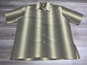 Vintage 80s D'Accord Mens Geometric Zebra Stripe Print Button Up Shirt Size L - Picture 1 of 6