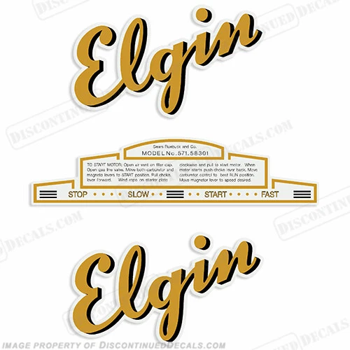 Fits Elgin 1.25hp Outboard Motor Decals - 1948 - Image 1 of 1