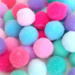 POM POMS Pastel Colours Plush Soft Balls 8mm 10mm 15mm 20mm or ALL Sizes Mixed - Picture 1 of 10