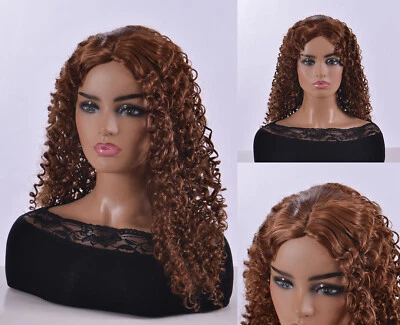 Women's Curly Wavy Chest Long Wigs Blonde Brown Synthetic Medium length Hair - Image 1 of 4