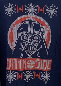 Star Wars Christmas Ugly Sweater Dark Side Darth Vader Men’s Blue TShirt Size XL - Picture 1 of 4