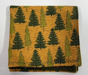 Pisgah Pocket Squares EDC Hanks Cotton 2 Layers Green Pine Tress on Gold 10 in. - Picture 1 of 4