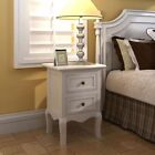 SET OF 2 TWO WHITE CABINETS NIGHTSTAND BED STANDS FRENCH STYLE MDF STORAGE H7C9