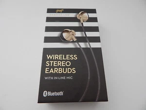Dabney Lee Bluetooth Wireless Stereo Earphones With In-Line Mic Gold/Black New - Picture 1 of 1