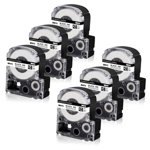 6PK Black on White 1" Compatible for King Jim SS24KW AS24KW Epson Tape LW-700 - Picture 1 of 8