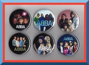 ABBA / 6 Assorted 56mm Badges - Set 2 - Waterloo - Picture 1 of 2