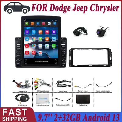 9.7" Car Stereo Radio 32G Fit For Jeep Dodge Chrysler Carplay Android 13 GPS NAV - Image 1 of 4