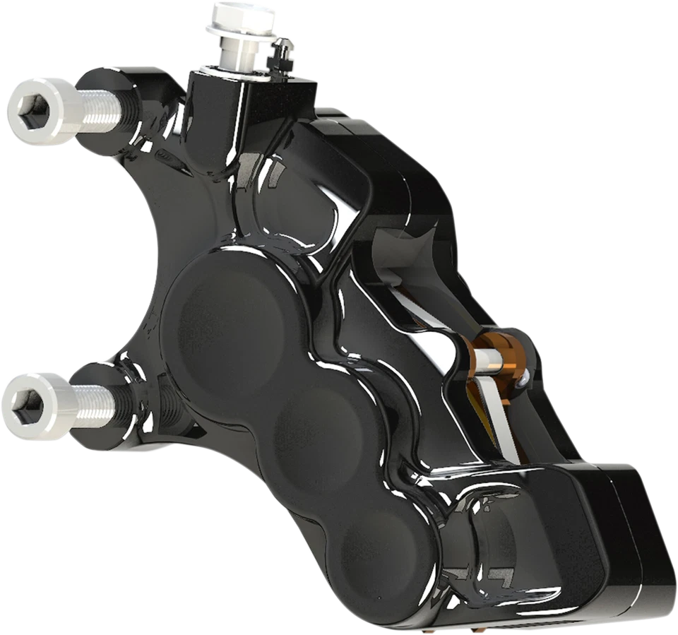 Pinça de freio Arlen Ness Tech 6 pistões preta dianteira esquerda 11,8" Harley FL 02-215 - Imagem 1 de 1