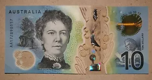 2017 $10 Note AA17 FIRST Prefix AA New Uncirculated Australia Unc - Picture 1 of 2
