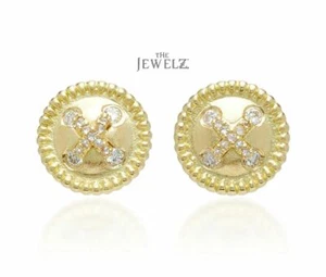 14K Gold 0.24 CT VS/F-G Diamond Classic Button Design Earrings - The Jewelz - Picture 1 of 5