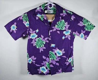 Hilo Hattie Men's Large Hawaiian Shirt – Purple Floral Hibiscus & Monstera Print - Image 1 of 4