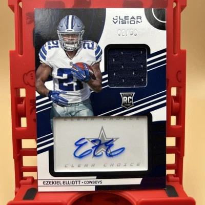 Ezekiel Elliott 2016 Clear Vision On Card Auto RPA 2/50 Player-Worn Material - Image 1 of 3
