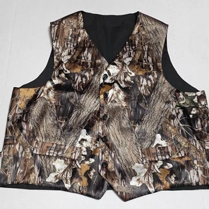 Mossy Oak Break Up Camo Full Back Formal Wedding Vest V Neck Mens Size XL - Picture 1 of 11