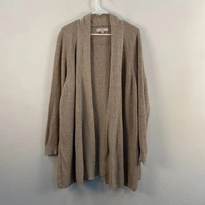 LOFT Womens 20/22 Plus Sweater Top Cardigan Knit Beige Long Sleeve Open Cotton - Image 1 of 4