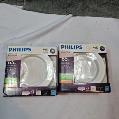 2 Pk 65 Watt 65w Phillips LED Dimmable 5"/6" Recessed Soft White Light 610Lmn - Image 1 of 4