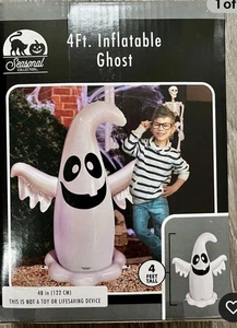 NEW Halloween 4 FT Tall Inflatable Ghost Indoor Outdoor Decoration Blow Up - Picture 1 of 2
