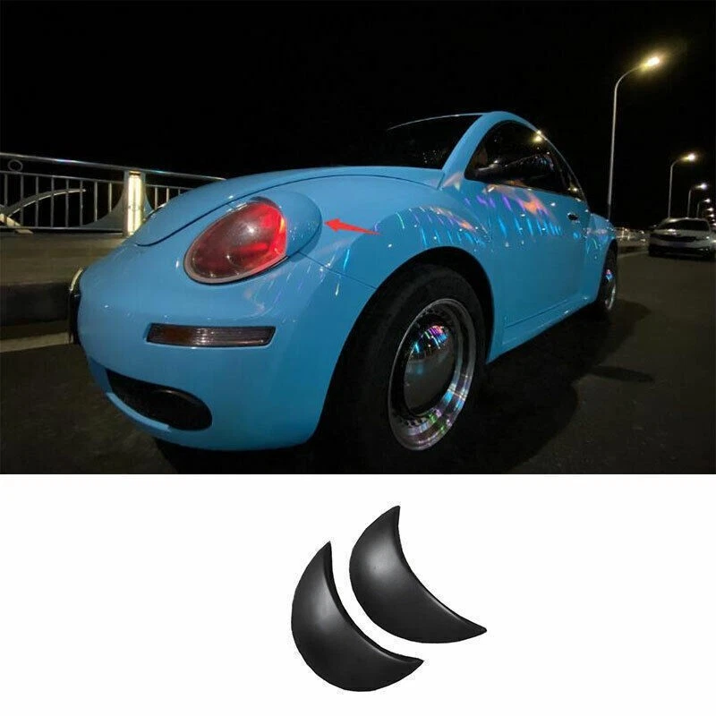For Volkswagen Beetle 1998-2010 Matte Black Front Headlight Lamp Cover Trim 2PCS — 第 1/4 张图片