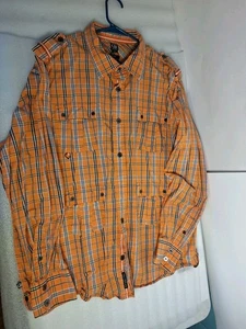 Cavi Mens Orange & Multicolor Dress Shirt 3XL 100% Cotton with 4 Front Pockets - Picture 1 of 5