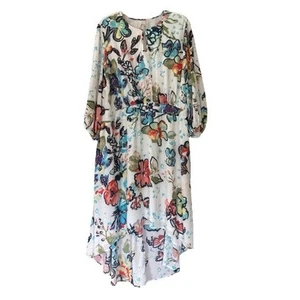 Melissa McCarthy Seven7 Floral Print Dress- Retro Chic 2x Hi-Lo Hem Feminine - Picture 1 of 7